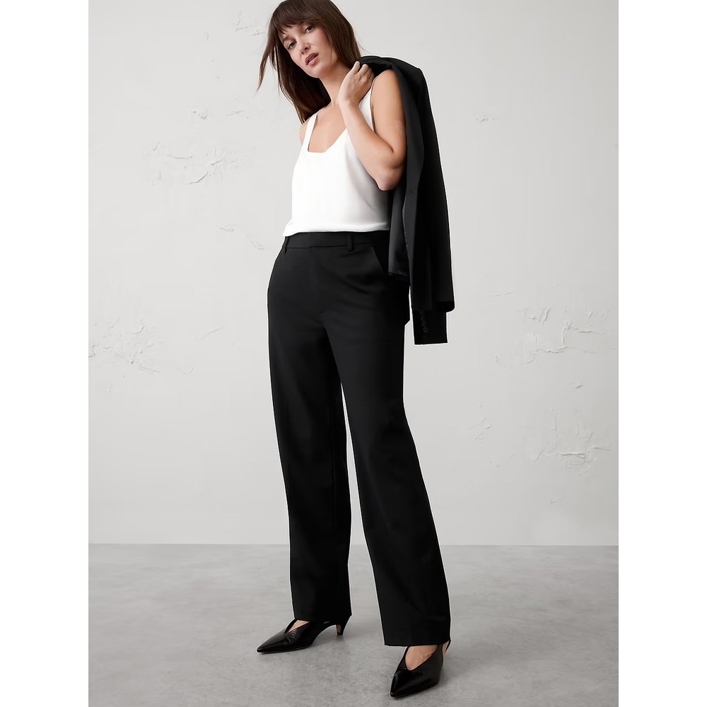 NWT Banana Republic Straight Sculpted Pants Womens 10 Black Work Travel Trouser